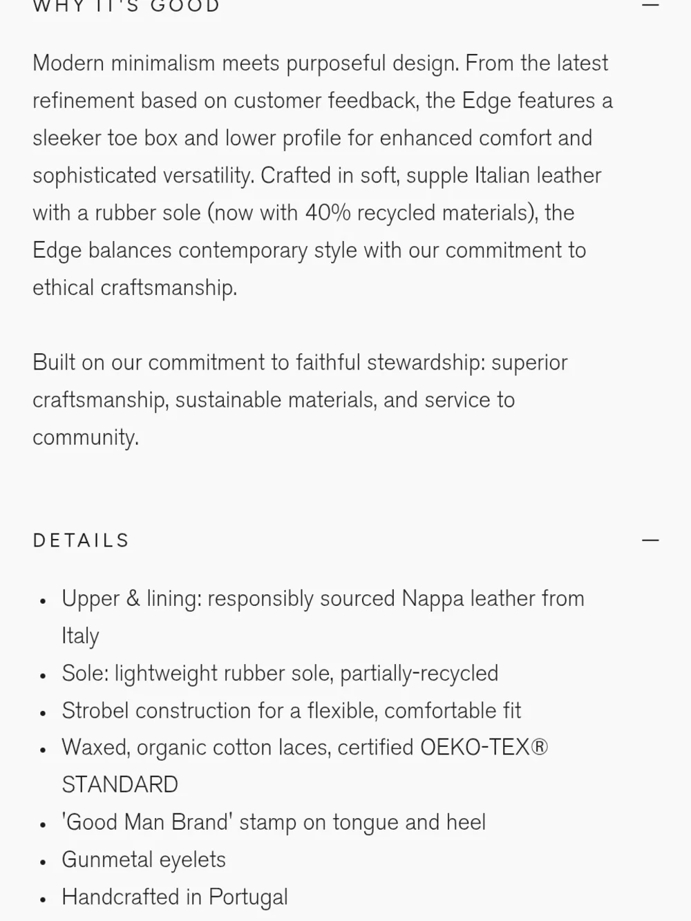 Good Man Brand Edge Lo-Top Sneaker Responsible Nappa Leather